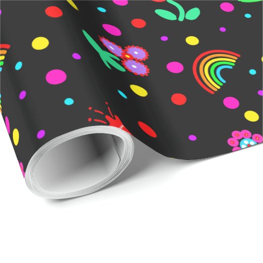 Bloemen, bloemen en poka Dots Girl's Cadeaupapier (Rol Hoek)