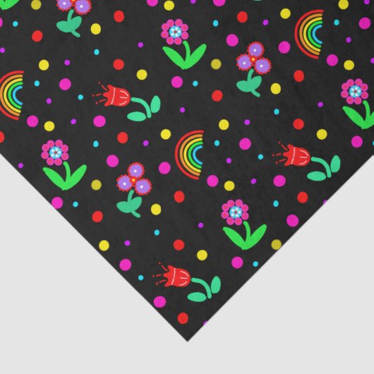 Bloemen, bloemen en poka Dots Girl's Tissuepapier (Detail)