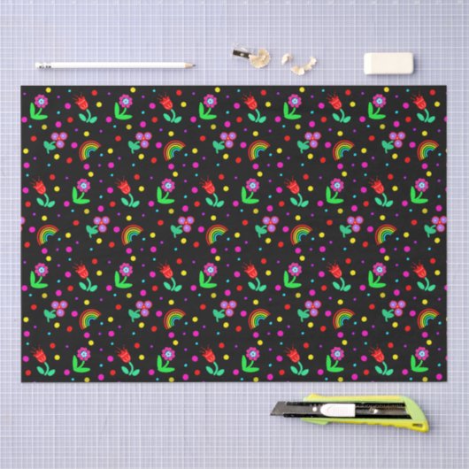Bloemen, bloemen en poka Dots Girl's Tissuepapier (Craft)