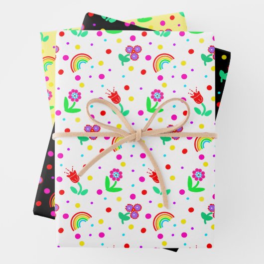 Bloemen, bloemen en Polka Dots Girl's Tissue Pa Inpakpapier Vel (In situ)