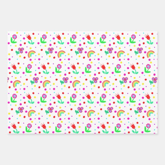 Bloemen, bloemen en Polka Dots Girl's Tissue Pa Inpakpapier Vel (Voorkant)