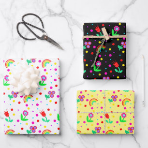 Bloemen, bloemen en Polka Dots Girl's Tissue Pa Inpakpapier Vel