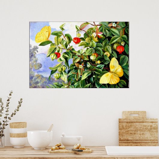 Bloemen, bloemen en vruchten van de Pitanga, Jamai Poster (Keuken)