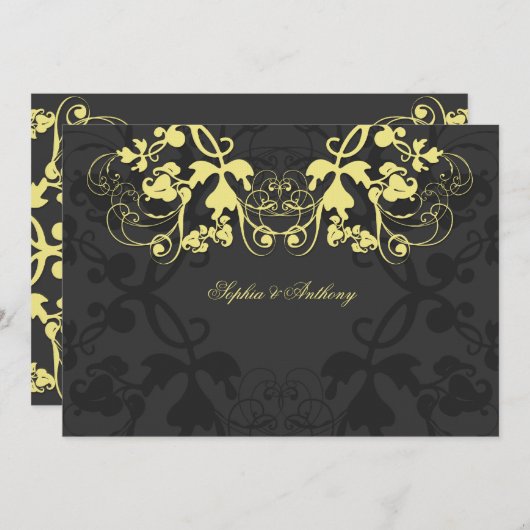 Bloemen Bloemen Geel Bruiloft Uitnodiging (Voorkant / Achterkant)