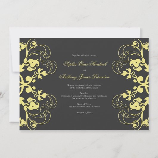 Bloemen Bloemen Geel Bruiloft Uitnodiging (Achterkant)