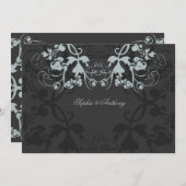  Bloemen Bloemen Grijs Bruiloft Uitnodiging (Voorkant / Achterkant)