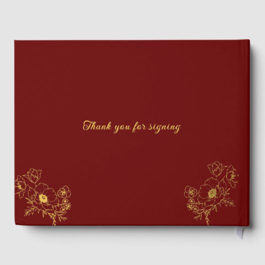 Bloemen Bloemen Huwelijk Jubileum Gold Red Gastenboek (Achterkant)