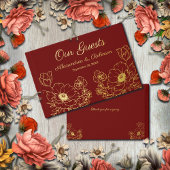 Bloemen Bloemen Huwelijk Jubileum Gold Red Gastenboek