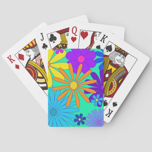 Bloemen bloemen kleurrijk dek van speelkaarten (Achterkant)