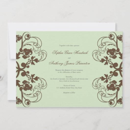  Bloemen Bloemen Mint Koffie Bruiloft Uitnodigen Kaart (Achterkant)