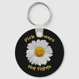 Bloemen bloemen niet gevechten Daisy Sleutelhanger