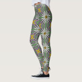  Bloemen Bloemen Power, Geel, Wit, Olijf Leggings (Links)