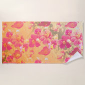 bloemen, bloemen, roos, zilver, sinaasappel, goud, strandlaken (Voorkant)