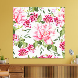 Bloemen Bloemen Waterverf Rozen Pioenrochideeën Canvas Afdruk