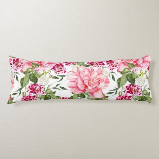 Bloemen Bloemen Waterverf Rozen Pioenrochideeën Lichaamskussen (Voorkant)