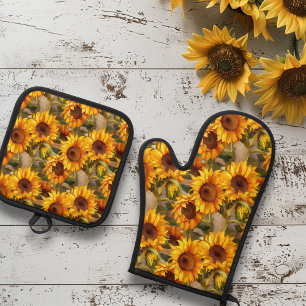 Bloemen Bloemen Zonnebloem Ovenwant & Pannenlap Set