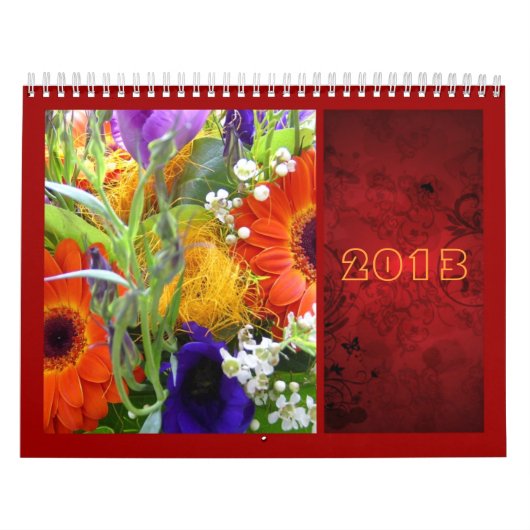 Bloemen bloemenboeket bos rood elegant kalender (Hoes)