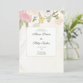 Bloemen bloemenbruiloft kaart (Staand voorkant)
