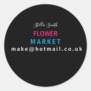 Bloemen, bloemist, ontwerper van de markt ronde sticker