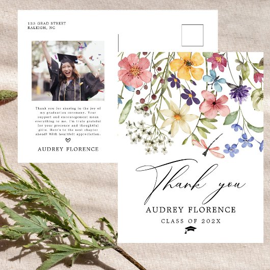 Bloemen Bloemisterij Foto Afstudeer Bedankt Briefkaart