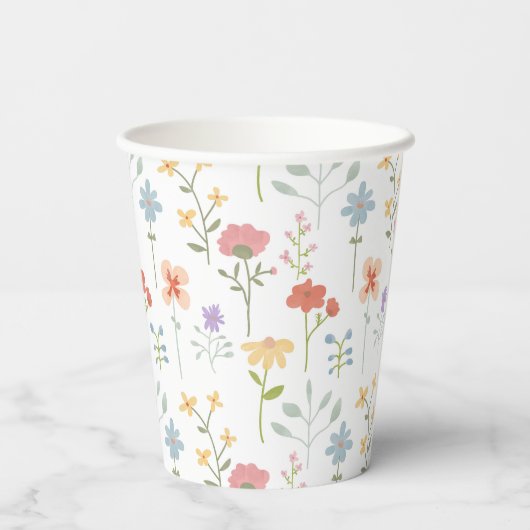 Bloemen Bloempatroon Papieren Bekers (Achterkant)