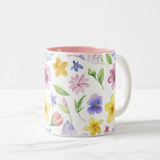 Bloemen Bloempatroon Sublimatie-95651 Tweekleurige Koffiemok (Voorkant rechts)
