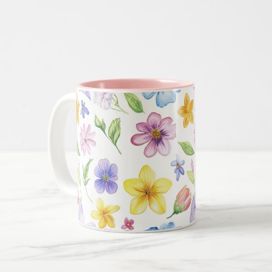 Bloemen Bloempatroon Sublimatie-95651 Tweekleurige Koffiemok (Voorkant links)