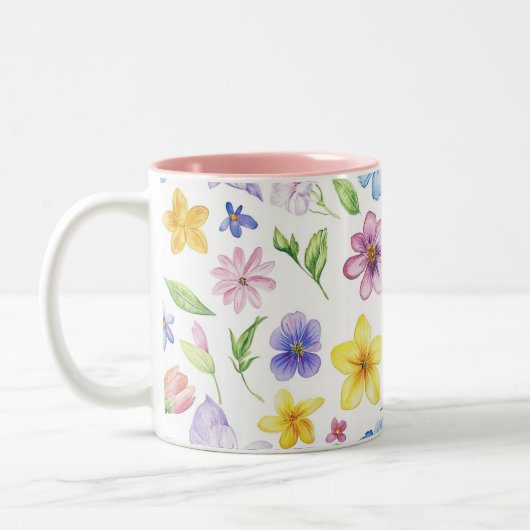 Bloemen Bloempatroon Sublimatie-95651 Tweekleurige Koffiemok (Links)
