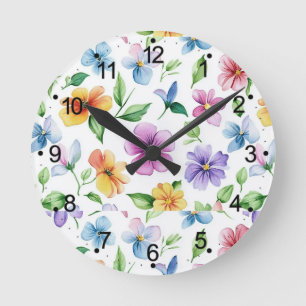 Bloemen Bloempatroon Sublimatie-95652 Ronde Klok