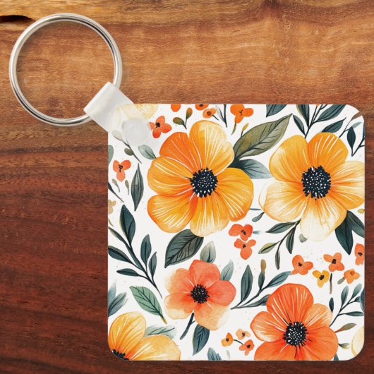 Bloemen Bloempatroon Sublimatie-95654 Sleutelhanger (Voorkant)