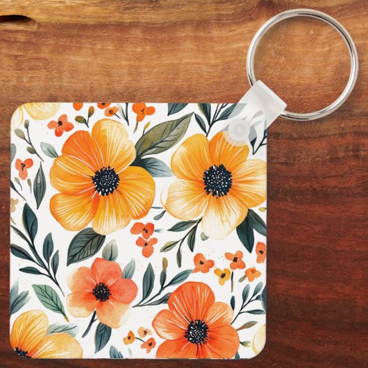 Bloemen Bloempatroon Sublimatie-95654 Sleutelhanger (Achterkant)