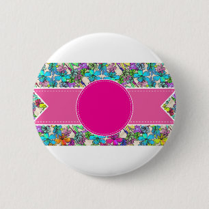 bloemen bloemrijke wijnranken kleurrijk chic elega ronde button 5,7 cm