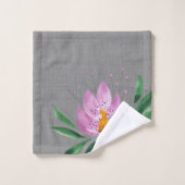 Bloemen Bloom Lila Roze Waterverf Monogrammed Bad Handdoek (Wasdoekje)