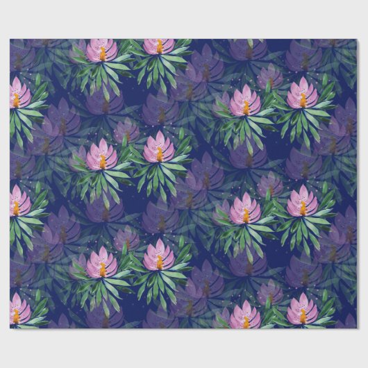 Bloemen Bloom Violet Waterverf Kunst Cadeaupapier (Vlak)