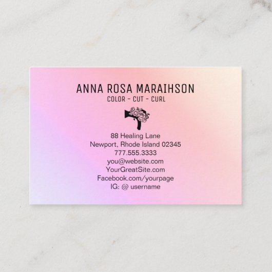 *~* Bloemen Blow Haardroger Bloemen Pastel AP6 Visitekaartje (Achterkant)