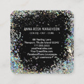 *~* Bloemen Blow Hair Dryer Flower Glitter AP6 Vierkante Visitekaartje (Achterkant)