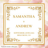 Bloemen blozen ivoor gouden waterverf bruiloft ser servet