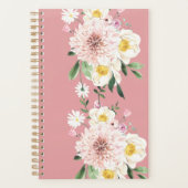 Bloemen blozen roze spiraalvormige planner (Voorkant)