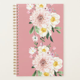 Bloemen blozen roze spiraalvormige planner