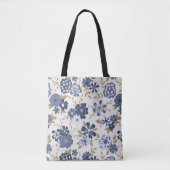 Bloemen Blue Vine Botanical Shopping Tote Bag (Voorkant)