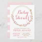  Bloemen Blush Baby shower Invitation Kaart (Voorkant / Achterkant)