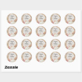 Bloemen Blush Boho Pampas Palm Rustiek Hout Bruilo Ronde Sticker (Vel)