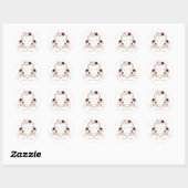 Bloemen Blush Bourgondië Elegant Crest Envelope Ronde Sticker (Vel)