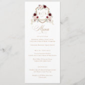 Bloemen Blush Bourgondië groen kuif bruiloft menu (Voorkant)