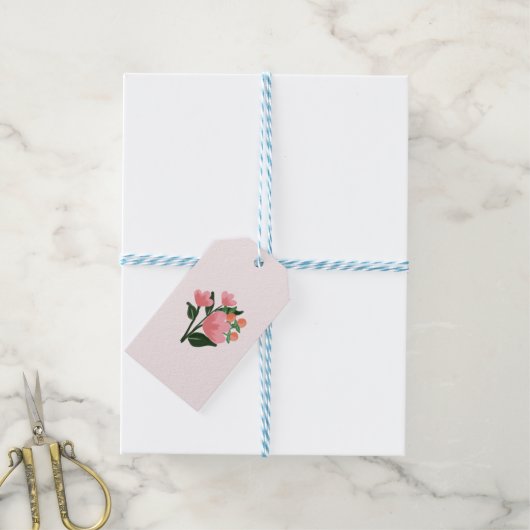 Bloemen blush cadeau label cadeaulabel (Met Touw)