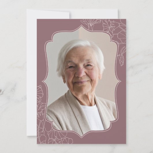 Bloemen Blush Dusty Roze Foto 90ste Verjaardagsfee Kaart (Achterkant)