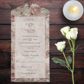  Bloemen Blush en Roos Goud All In One Uitnodiging