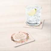 Bloemen Blush Glitter Roos Goud Elegant Kerst Kartonnen Onderzetters (Insitu)