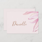 Bloemen blush glitter script bruids brunch naamkaa bedankkaart (Voorkant / Achterkant)