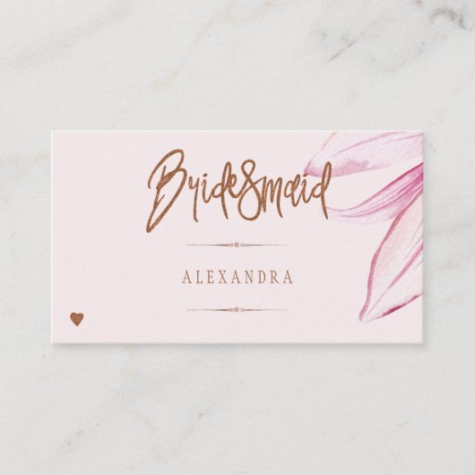 Bloemen blush glitter script bruids brunch naamkaa plaatskaartje (Voorkant)